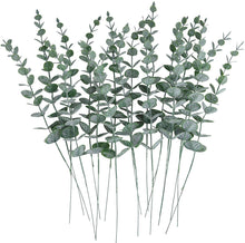 Load image into Gallery viewer, Artificial Eucalyptus Leave Greenery Stems with Frost for Vase Home Party Wedding Decoration Outdoor DIY Flower Wall Decor 15PCS crafting material
