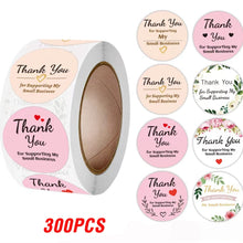 Load image into Gallery viewer, 100-500 Pieces Round Thank You Stickers for Envelope Seal Labels Gift Packaging decor Birthday Party small business Stationery Sticker
