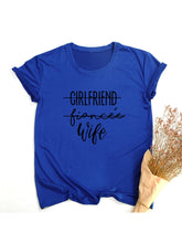 Load image into Gallery viewer, Girlfriend Fiance Wife T-Shirt Future Mrs Tee Engagement Gift Fiance Shirt Bachelorette Party Tops Trendy Casual Tshirts custom handmade print
