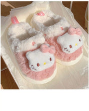 Load image into Gallery viewer, Sanrio kawaii Kuromi Cinnamoroll Hello Kitty Plush Shoes Slippers Women Home Cotton Slippers Warm Winter Girlfriend Christmas
