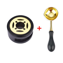 Load image into Gallery viewer, 2PCS Retro Wax Seal Stamp Set Lacquer Stove With Wood Handle Spoon Wax Seal Melting Furnace Heater Wax Bead Stick Heater Pot
