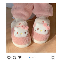 Load image into Gallery viewer, Sanrio kawaii Kuromi Cinnamoroll Hello Kitty Plush Shoes Slippers Women Home Cotton Slippers Warm Winter Girlfriend Christmas
