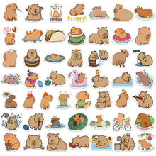 Load image into Gallery viewer, 10/30/50PCS Cute Cartoon Capybara PVC Graffiti Sticker Sticky Aesthetic Decorative Scrapbook DIY Child Phone Stationery Supply art craft
