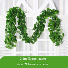 Load image into Gallery viewer, Artificial Plants Green Ivy Fake Leaves Garland Plant Wall Hanging Vine Home Garden Decoration Wedding Party Wreath Leaves 210cm crafting material
