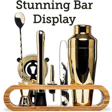 Load image into Gallery viewer, Cocktail Bar set Mixology Bartender DIY Kit 10-Piece Bar Tool Set with Stylish Bamboo Stand crafting drinks whiskey cognac bourbon barista kitchen
