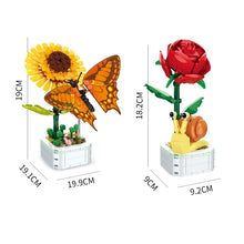 Load image into Gallery viewer, Building Block Sunflower Flower Bouquet 3D Model Home Decoration Plant Potted Assembly Bricks Valentine Crafting material tools DIY art
