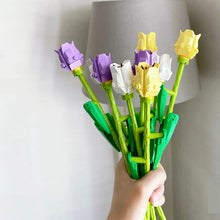 Load image into Gallery viewer, Building Block Flower Bouquet Perpetual Tulip  3D Model Home Decoration Plant Potted Assembly Bricks Valentine Crafting material tools DIY art
