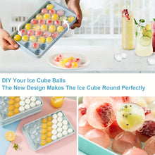 Load image into Gallery viewer, Round Ice Cube Tray with Lid &amp; Bin Ice Ball Maker Mold Freezer Container Mini Circle Making 66PCS Sphere mould crafting kitchen chef
