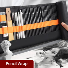 Load image into Gallery viewer, 47 Piece Sketch Pencils Set Sketching Kit Roll Up Canvas Wrap Bag Drawing Art Supplies Charcoals Kneaded Eraser Pencil Case
