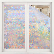 Load image into Gallery viewer, 3D Rainbow Effect Window Film 45x100cm Stained Glass Vinyl Self Adhesive Film Static Cling Window Stickers Heat Control Anti UV holographic art craft tool supply diy
