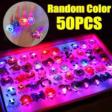 Load image into Gallery viewer, LED Halloween Rings Creative Pumpkin Ghost Skull Glowing In Dark Finger Rings Toys Lights Home Party Decoration goodie bag supplies
