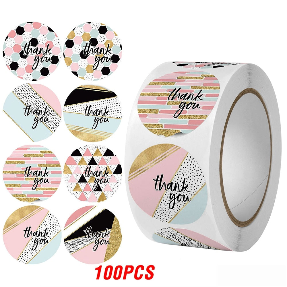 100-500 Pieces Round Thank You Stickers for Envelope Seal Labels Gift Packaging decor Birthday Party small business Stationery Sticker