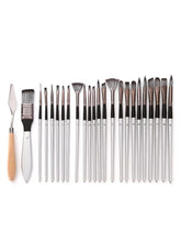 Load image into Gallery viewer, Art 24 Pieces Paint Brush Set Enhanced Synthetic Brush Set with Cloth Roll and Palette Knife for Acrylic, Oil, Water
