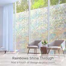 Load image into Gallery viewer, 3D Rainbow Effect Window Film 45x100cm Stained Glass Vinyl Self Adhesive Film Static Cling Window Stickers Heat Control Anti UV holographic art craft tool supply diy
