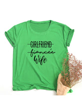 Load image into Gallery viewer, Girlfriend Fiance Wife T-Shirt Future Mrs Tee Engagement Gift Fiance Shirt Bachelorette Party Tops Trendy Casual Tshirts custom handmade print
