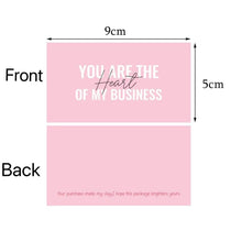 Load image into Gallery viewer, 30 Pieces Pink Thank You Cards For Shipping Packaging Gift You are the Heart of My Business Cards  Wrapping Valentine&#39;s Day Wedding
