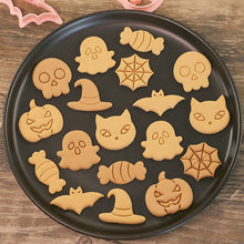 Load image into Gallery viewer, 8 PIECE Set Halloween Biscuit Mould Haloween Bat Pumpkin Ghost Skull Cookie Cutting Mold Fondant Cookie Cutter Baking Tool kitchenware
