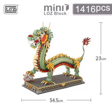 Load image into Gallery viewer, Chinese Dragon Model Building Blocks Creative Mini Decoration Bricks Animal With Base Kids Adults DIY assembly material 1416 Pieces feng shui
