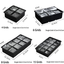 Load image into Gallery viewer, Grid Big Ice Tray Mold Box Large Food Grade Silicone Ice Cube Square Tray Mold Diy Bar Pub Wine Ice Blocks Maker Model 4/6/8/15 bartender
