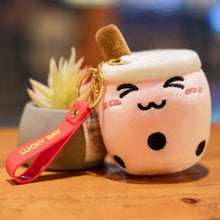 Load image into Gallery viewer, 10cm Cute Boba Milk Tea Keycahin Soft Stuffed Purple Pink Green Taste Milk Tea Bag Pendent Decro Little Festival Gifts Custom handmade
