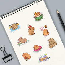 Load image into Gallery viewer, 10/30/50PCS Cute Cartoon Capybara PVC Graffiti Sticker Sticky Aesthetic Decorative Scrapbook DIY Child Phone Stationery Supply art craft
