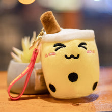 Load image into Gallery viewer, 10cm Cute Boba Milk Tea Keycahin Soft Stuffed Purple Pink Green Taste Milk Tea Bag Pendent Decro Little Festival Gifts Custom handmade
