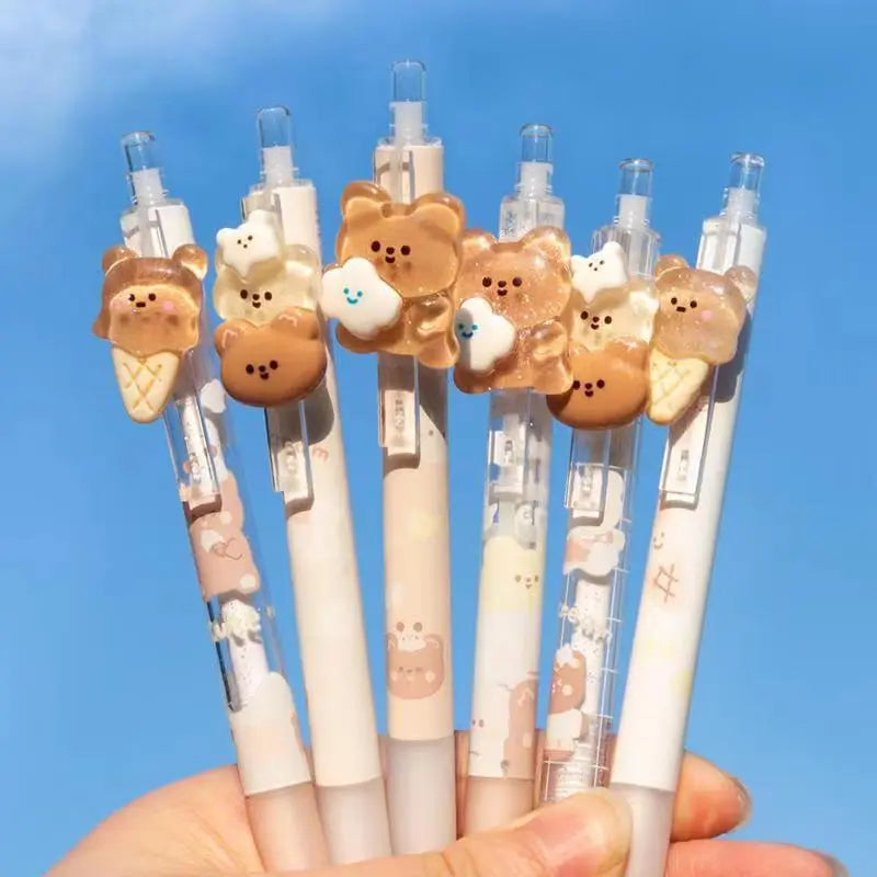 Kawaii Bear Mechanical Pencil 0.5mm Cartoon Automatic Press Pen Korean Stationery School Office Supplies crafting art tools artist 005mm o5 lead