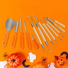 Load image into Gallery viewer, Pumpkin Carving Kit Halloween Pumpkin Carving Stencils Professional and Heavy Duty Stainless Steel Tool jackolantern Carving Set Gift
