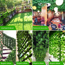 Load image into Gallery viewer, Artificial Plant Green Ivy Leaf Garland Silk Wall Hanging Vine Home Garden Decoration Wedding Party DIY Fake Wreath Leaves 2.1 meters crafting material
