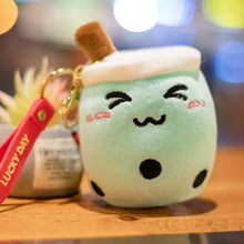 Load image into Gallery viewer, 10cm Cute Boba Milk Tea Keycahin Soft Stuffed Purple Pink Green Taste Milk Tea Bag Pendent Decro Little Festival Gifts Custom handmade
