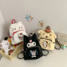 Load image into Gallery viewer, 25cm Sanrio School Bag Cute Hello Kitty Bag Kawaii Pudding Dog Plush Backpack kuromi Plush Toys Gifts for Kids Pompompurin
