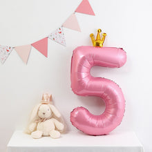 Load image into Gallery viewer, Number Balloons Birthday 32 inch Outdoor Baby Shower Decoration for Kids Adult Standing Balloon Crown Anniversary party garland
