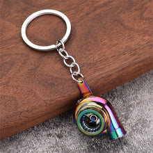 Load image into Gallery viewer, Mini Metal Turbo Turbocharger Keychain Cool Car Spinning Turbine Pendant Keyring Accessories JDM supercharged modifications racecar drift
