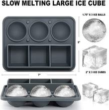 Load image into Gallery viewer, Ice Ball CUBE BLOCK Maker Silicone 3D Big Large Round Sphere Hgh Ball Shape Cube Mold Tray Whiskey bartender barista bar kitchen crafting tool DIY
