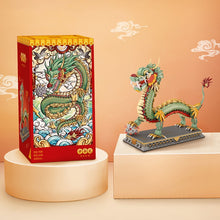 Load image into Gallery viewer, Chinese Dragon Model Building Blocks Creative Mini Decoration Bricks Animal With Base Kids Adults DIY assembly material 1416 Pieces feng shui
