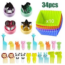 Load image into Gallery viewer, 34 PIECE SET Stainless Steel Vegetable Cutter Shapes Set Kids Children DIY Mini Food Fruit Mold Cookie Stamps Mould Forks crafting tool kitchenware daycare art tool

