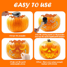 Load image into Gallery viewer, Pumpkin Carving Kit Spoon Cutter Hammer Stainless Steel Carving Mould Tool Home Gadget Kitchen Accessories 13 pieces jackolantern
