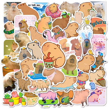 Load image into Gallery viewer, 10/30/50PCS Cute Cartoon Capybara PVC Graffiti Sticker Sticky Aesthetic Decorative Scrapbook DIY Child Phone Stationery Supply art craft
