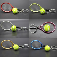 Load image into Gallery viewer, Tennis Racket Keychain Creative Simulation Tennis Ball Charm Key Chain for Handbag Purse Car keyrings Breadstick Ace Backswing Baseline groundstroke

