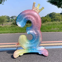 Load image into Gallery viewer, Number Balloons Birthday 32 inch Outdoor Baby Shower Decoration for Kids Adult Standing Balloon Crown Anniversary party garland
