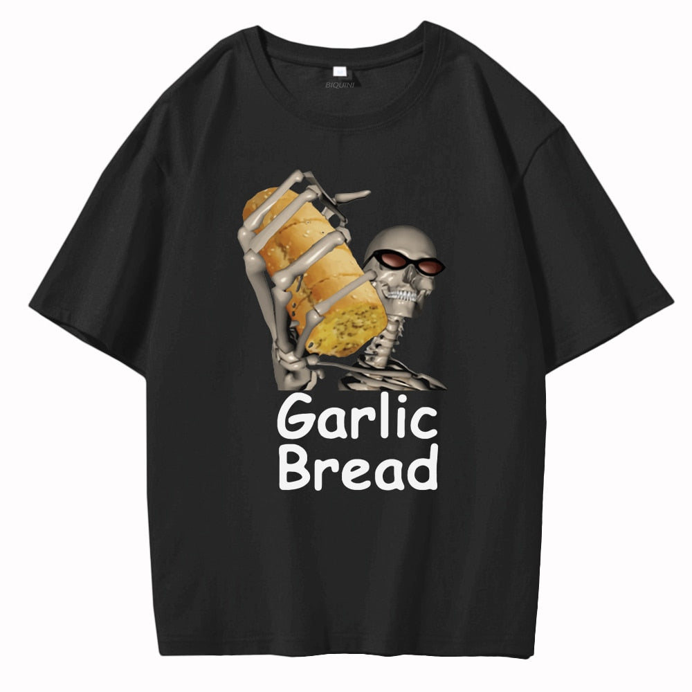 Garlic Bread Men T Shirt Graphic 100% Cotton  Unisex Summer Women Tshirts Loose Streetwear custom handmade print meme design