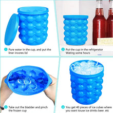 Load image into Gallery viewer, 2 in 1 Ice Bucket Mold with Lid ice maker Space Saving Tools for Kitchen Party Barware Portable Large Silicone bottle service bartender crafty craft tools DIY
