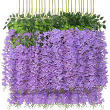 Load image into Gallery viewer, Artificial Wisteria Flowers Ratta Extra Long Thick Vine Hanging Garland Silk Wisteria Garland Home Party Wedding Decor 12 Pieces crafting material
