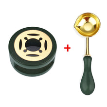 Load image into Gallery viewer, 2PCS Retro Wax Seal Stamp Set Lacquer Stove With Wood Handle Spoon Wax Seal Melting Furnace Heater Wax Bead Stick Heater Pot
