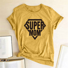 Load image into Gallery viewer, Mother&#39;s Day T-shirt Super Mom Print Women T-shirt Casual Short Sleeve Funny T Shirt Gift for Lady Top Tee custom handmade design
