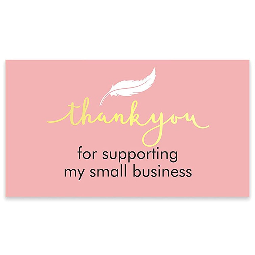 10-50 Pieces Pink Thank You for Supporting My Small Business Card Thanks Greeting Card Appreciation Cardstock for Sellers Gift 5*9cm