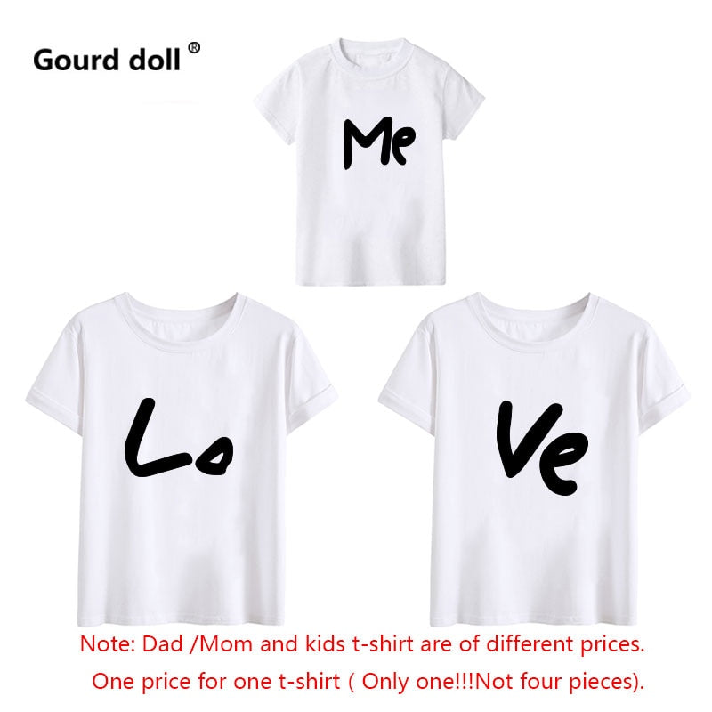 family matching clothes mother father daughter son kids baby T-shirt Parent-child Red Letter Print T-shirt Short Sleeve Tops custom design love photoshoot