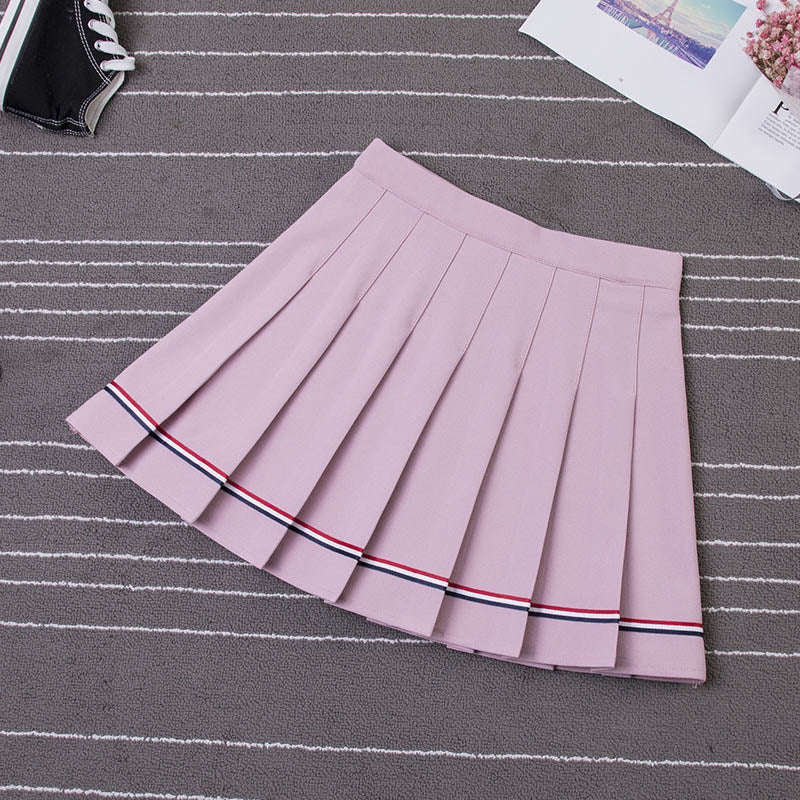 Y2k Summer Korean Fashion Short Women Skirt Casual Slim Elastic High-Waisted Striped Harajuku Pleated Plaid A-Line Mini Skirts