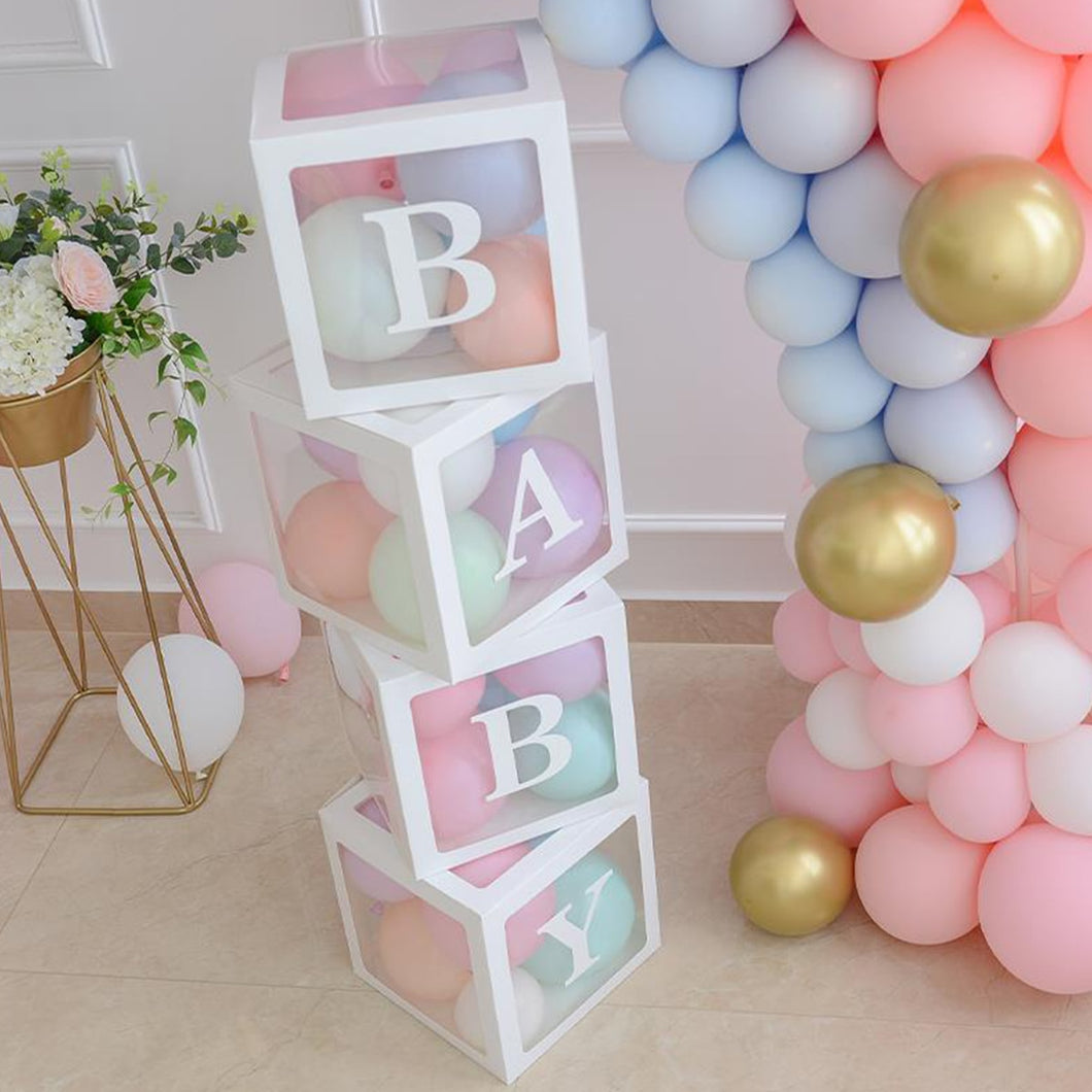 Baby Shower Decoration Transparent Name Balloon Box first 1st Birthday Boy Girl Party Babyshower Gender Reveal Baptism Decor Name Spell