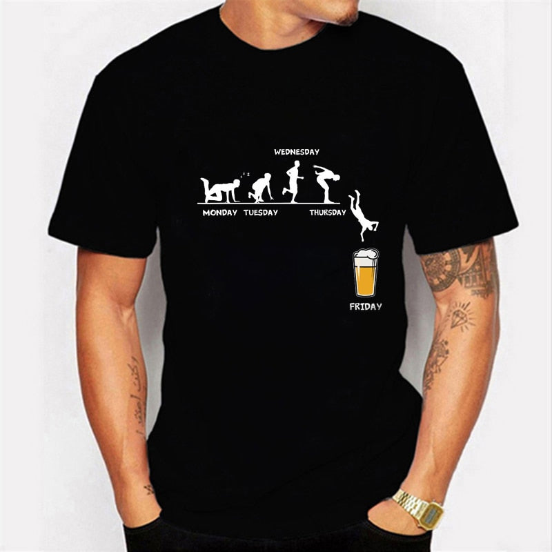 Friday Beer Print Men's Brand T-shirts Funny Graphic Tshirts T-Shirt Shirt alcoholic dad father daddy grandpa custom handmade print